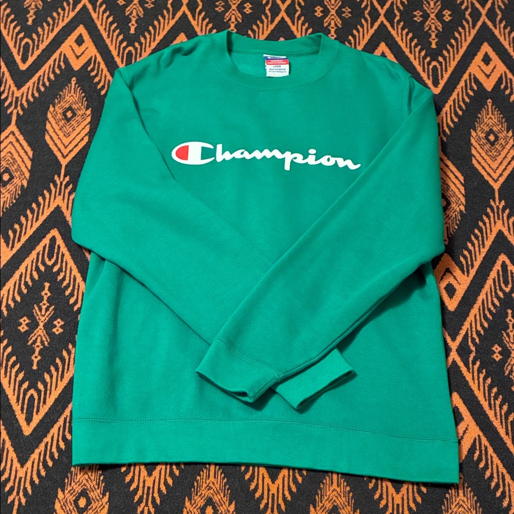 Champion Men's Vibrant Green Crewneck Sweater